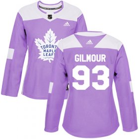 Wholesale Cheap Adidas Maple Leafs #93 Doug Gilmour Purple Authentic Fights Cancer Women\'s Stitched NHL Jersey