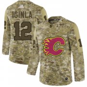 Wholesale Cheap Adidas Flames #12 Jarome Iginla Camo Authentic Stitched NHL Jersey