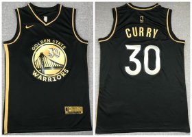 Wholesale Cheap Men\'s Golden State Warriors #30 Stephen Curry NEW 2020 Black Golden Edition Nike Swingman Jersey