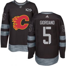Wholesale Cheap Adidas Flames #5 Mark Giordano Black 1917-2017 100th Anniversary Stitched NHL Jersey