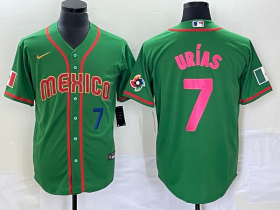 Wholesale Cheap Men\'s Mexico Baseball #7 Julio Urias Number 2023 Green World Classic Stitched Jersey11