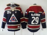 Wholesale Cheap Avalanche #29 Nathan MacKinnon Navy Blue Sawyer Hooded Sweatshirt Stitched NHL Jersey