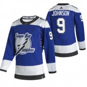 Wholesale Cheap Tampa Bay Lightning #9 Tyler Johnson Blue Men's Adidas 2020-21 Reverse Retro Alternate NHL Jersey