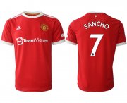 Wholesale Cheap Men 2021-2022 Club Manchester United home red aaa version 7 Adidas Soccer Jersey1