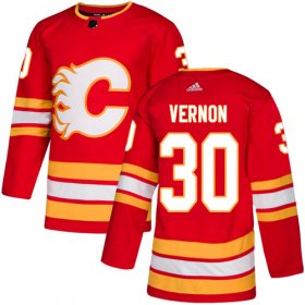 Wholesale Cheap Adidas Flames #30 Mike Vernon Red Alternate Authentic Stitched NHL Jersey