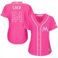 Wholesale Cheap Marlins #54 Wei-Yin Chen Pink Fashion Women's Stitched MLB Jersey
