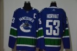 Wholesale Cheap Men's Vancouver Canucks #53 Bo Horvat Blue With C Patch Adidas Stitched NHL Jersey