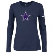 Wholesale Cheap Women's Nike Dallas Cowboys Of The City Long Sleeve Tri-Blend NFL T-Shirt Dark Blue