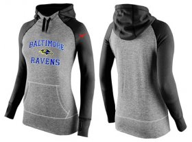 Wholesale Cheap Women\'s Nike Baltimore Ravens Performance Hoodie Grey & Black_1