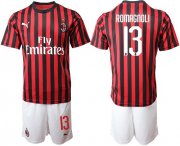 Wholesale Cheap AC Milan #13 Romagnoli Home Soccer Club Jersey