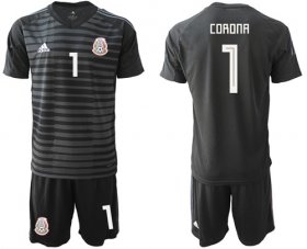 Wholesale Cheap Mexico #1 Corona Black Goalkeeper Soccer Country Jersey