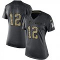 Wholesale Cheap Nike Patriots #12 Tom Brady Black Women's Stitched NFL Limited 2016 Salute to Service Jersey
