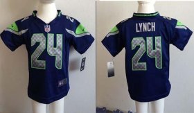Wholesale Cheap Toddler Nike Seahawks #24 Marshawn Lynch Steel Blue Team Color Stitched NFL Elite Jersey