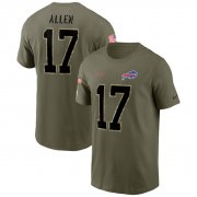 Wholesale Cheap Men's Buffalo Bills #17 Josh Allen 2022 Olive Salute to Service T-Shirt