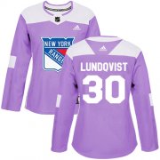 Wholesale Cheap Adidas Rangers #30 Henrik Lundqvist Purple Authentic Fights Cancer Women's Stitched NHL Jersey
