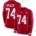 Wholesale Cheap Nike 49ers #74 Joe Staley Red Team Color Men's Stitched NFL Limited Therma Long Sleeve Jersey