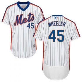 Wholesale Cheap Mets #45 Zack Wheeler White(Blue Strip) Flexbase Authentic Collection Alternate Stitched MLB Jersey