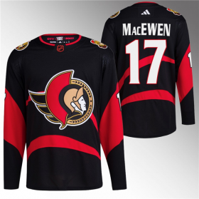 Wholesale Cheap Men\'s Ottawa Senators #17 Zack MacEwen Black Reverse Retro Stitched Jersey