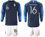 Wholesale Cheap France #16 Mandanda Home Long Sleeves Soccer Country Jersey