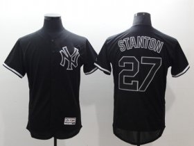 Wholesale Cheap Men\'s New York Yankees #27 Giancarlo Stanton Black Fashion Flex Base Stitched Jersey
