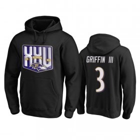 Wholesale Cheap Baltimore Ravens #3 Robert Griffin III Men\'s Black Team 25th Season Pullover Hoodie