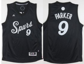 Wholesale Cheap Men\'s San Antonio Spurs #9 Tony Parker adidas Black 2016 Christmas Day Stitched NBA Swingman Jersey