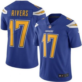 Wholesale Cheap Nike Chargers #17 Philip Rivers Electric Blue Men\'s Stitched NFL Limited Rush Jersey