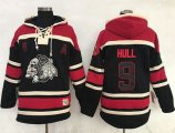 Wholesale Cheap Blackhawks #9 Bobby Hull Black Sawyer Hooded Sweatshirt Stitched NHL Jersey