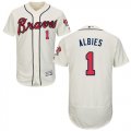 Wholesale Cheap Braves #1 Ozzie Albies Cream Flexbase Authentic Collection Stitched MLB Jersey