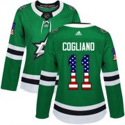 Cheap Adidas Stars #11 Andrew Cogliano Green Home Authentic USA Flag Women's Stitched NHL Jersey