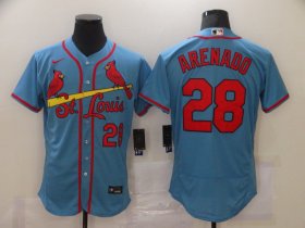 Wholesale Cheap Men\'s St. Louis Cardinals #28 Nolan Arenado Light Blue Stitched MLB Flex Base Nike Jersey