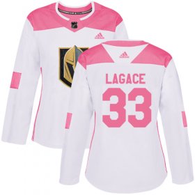 Wholesale Cheap Adidas Golden Knights #33 Maxime Lagace White/Pink Authentic Fashion Women\'s Stitched NHL Jersey