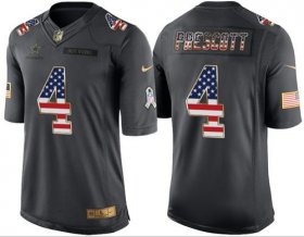 Wholesale Cheap Nike Cowboys #4 Dak Prescott Black Men\'s Stitched NFL Limited USA Flag Salute To Service Jersey
