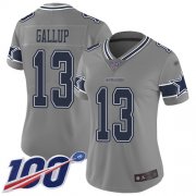 Wholesale Cheap Nike Cowboys #13 Michael Gallup Gray Women's Stitched NFL Limited Inverted Legend 100th Season Jersey