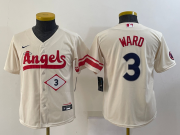 Wholesale Cheap Youth Los Angeles Angels #3 Taylor Ward Number Cream 2022 City Connect Cool Base Stitched Jersey