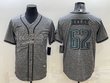Wholesale Cheap Men's Philadelphia Eagles #62 Jason Kelce Grey Gridiron Patch Cool Base Stitched Baseball Jersey