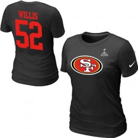 Wholesale Cheap Women\'s Nike San Francisco 49ers #52 Patrick Willis Name & Number Super Bowl XLVII T-Shirt Black