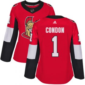Wholesale Cheap Adidas Senators #1 Mike Condon Red Home Authentic Women\'s Stitched NHL Jersey