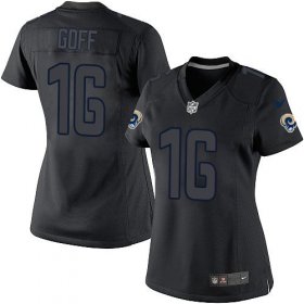 Wholesale Cheap Nike Rams #16 Jared Goff Black Impact Women\'s Stitched NFL Limited Jersey