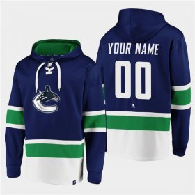 Wholesale Cheap Men\'s Vancouver Canucks Active Player Custom Blue All Stitched Sweatshirt Hoodie