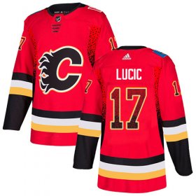 Wholesale Cheap Adidas Flames #17 Milan Lucic Red Home Authentic Drift Fashion Stitched NHL Jersey