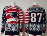 Wholesale Cheap Nike Patriots #87 Rob Gronkowski Red/Navy Blue Men's Ugly Sweater