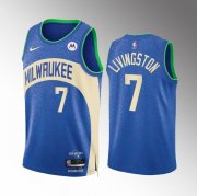 Men's Milwaukee Bucks #7 Chris Livingston Blue 2023-24 City Edition Stitched Basketball Jersey