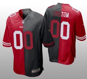 Wholesale Cheap Men\'s San Francisco 49ers Customized Red Black Split Stitched Jersey