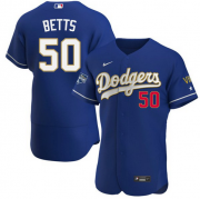 Wholesale Cheap Men's Los Angeles Dodgers #50 Mookie Betts Royal Blue Championship Flex Base Sttiched MLB Jersey