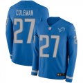 Wholesale Cheap Nike Lions #27 Justin Coleman Blue Team Color Men's Stitched NFL Limited Therma Long Sleeve Jersey