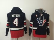 Wholesale Cheap Men's Houston Texans #4 Deshaun Watson NEW Navy Blue Pocket Stitched NFL Pullover Hoodie