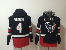 Wholesale Cheap Men\'s Houston Texans #4 Deshaun Watson NEW Navy Blue Pocket Stitched NFL Pullover Hoodie