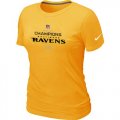 Wholesale Cheap Women's Nike Baltimore Ravens 2012 AFC Conference Champions Trophy Collection Long T-Shirt Yellow