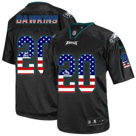 Wholesale Cheap Nike Eagles #20 Brian Dawkins Black Men\'s Stitched NFL Elite USA Flag Fashion Jersey